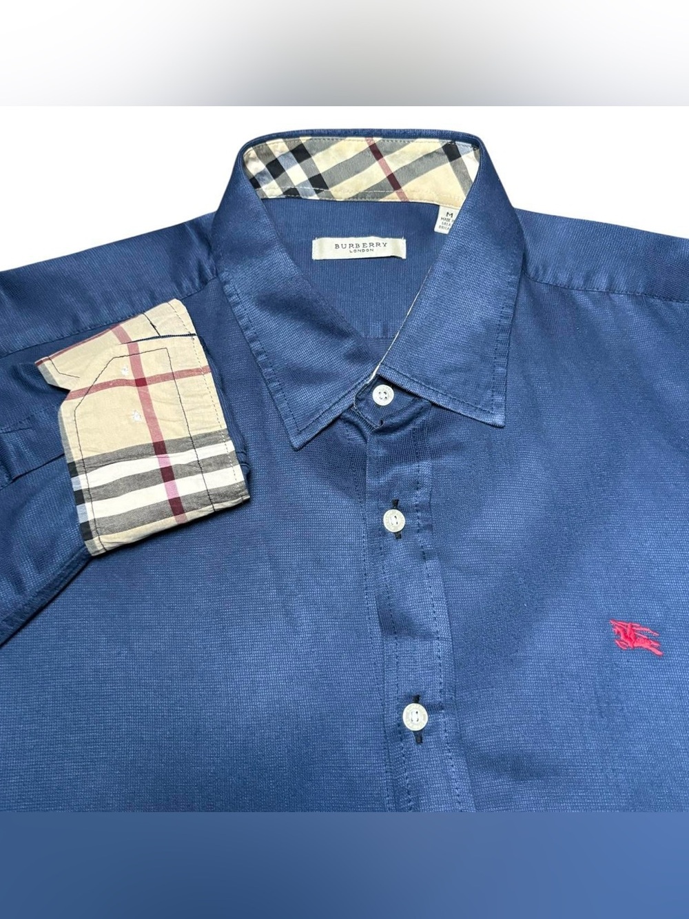 Burberry London Nova Check Long Sleeve Button Up Shirt Blue